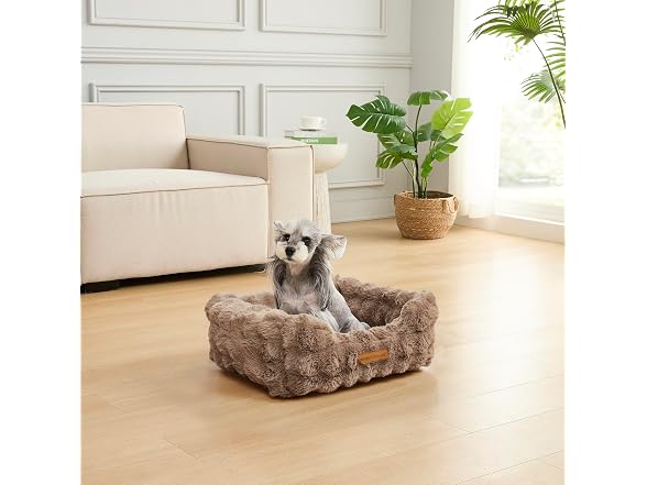 Modern Threads Brushed Long Pile Rabbit Fur Cuddler Dog Bed