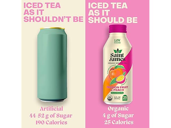 12PK Saint James Iced Tea - Organic Green Tea