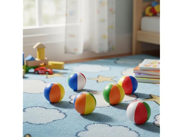 Foam Beach Balls, 2.5 Inch, Sold Deflated, Pack of 24