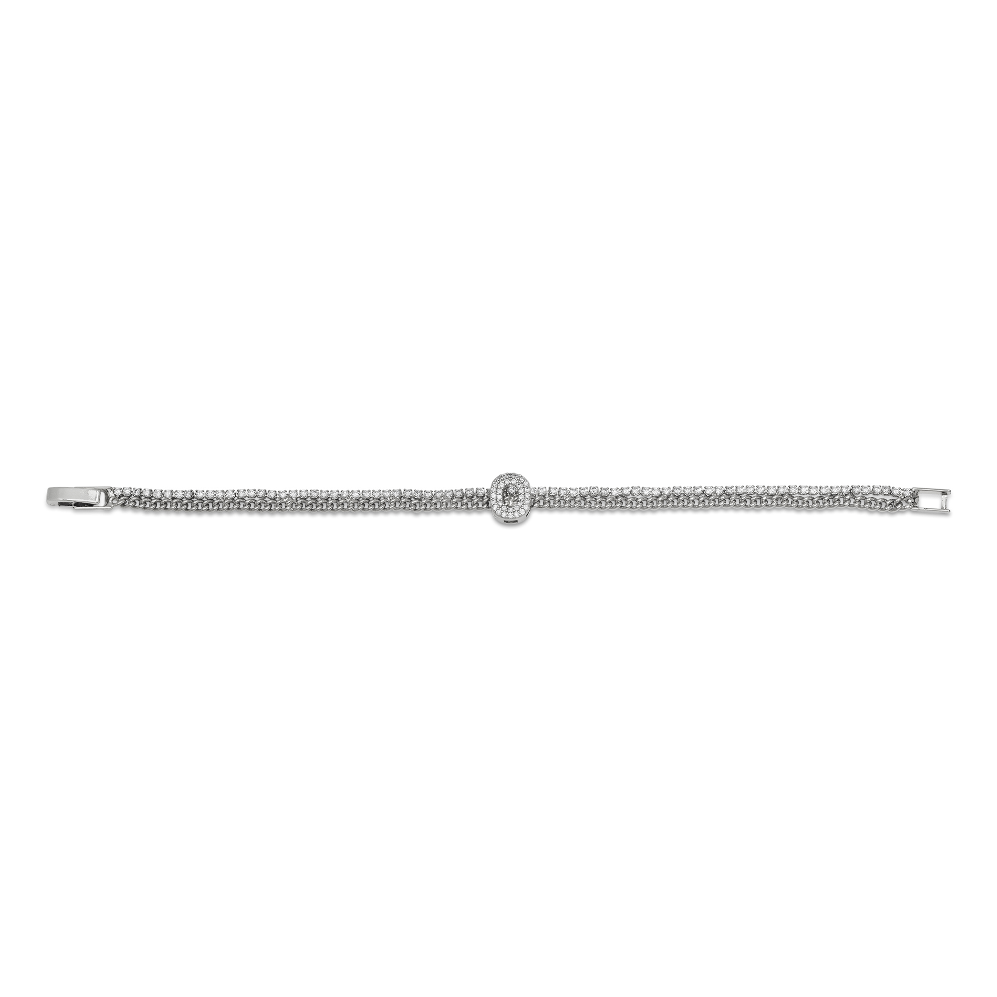 Initial Tennis + Cuban CZ Bracelet - Gallery 14