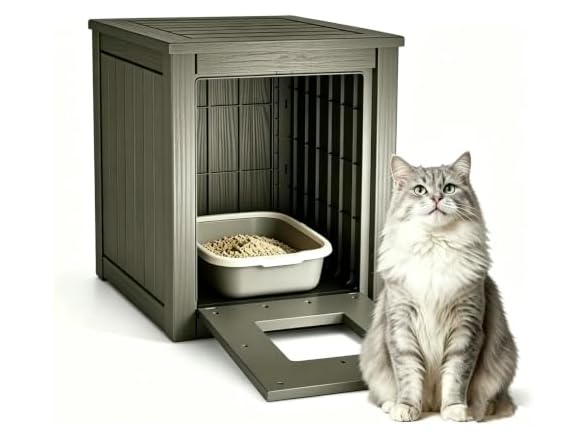 NUNU LAB Cat Litter Box Enclosure Resin Hidden Cabinet