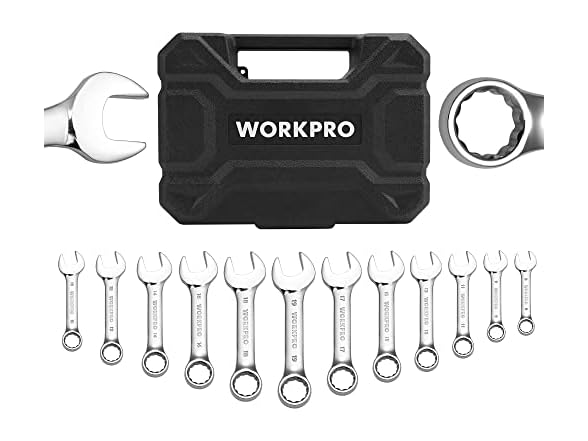 WORKPRO 12-piece Stubby Wrench Set Green