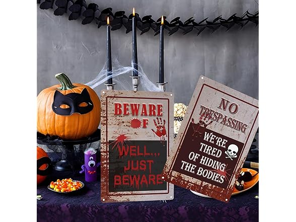 Halloween Metal Signs 12x8 2Pcs