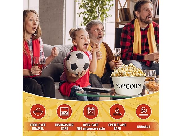 Clavoris Large Enamel Popcorn Bowl – 3.7- Quart