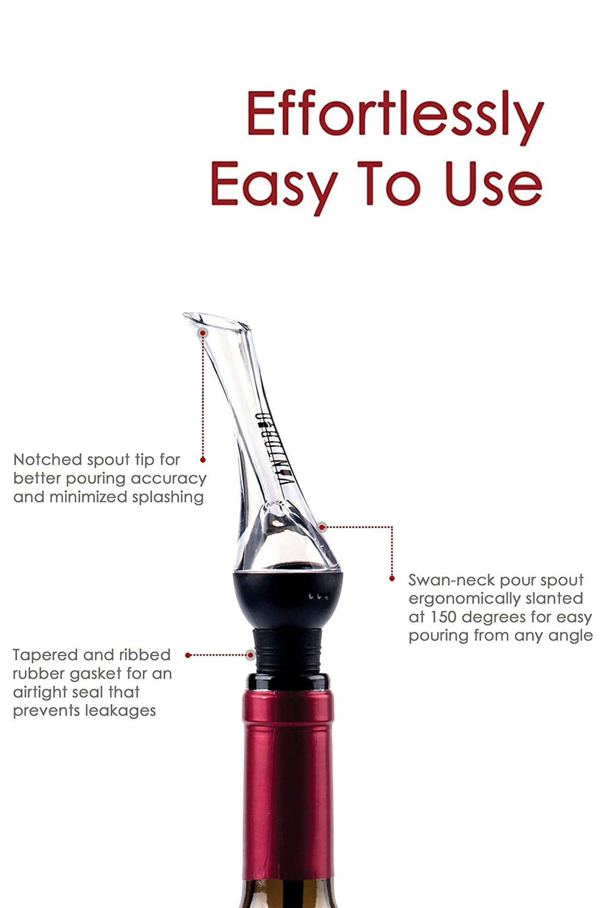 2pk Wine Aerator Pourer & Decanter Spout - Gallery 6