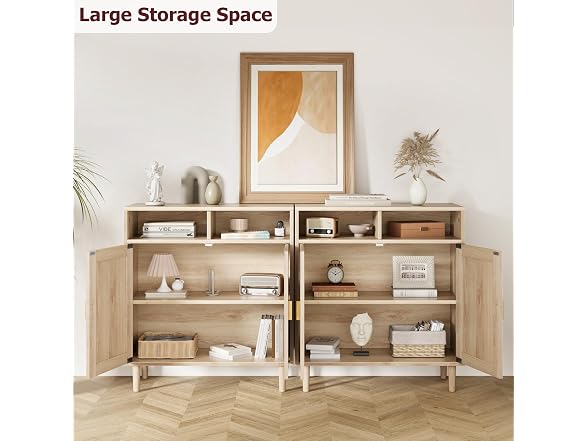 Set of 2 Rattan Sideboard, Natural