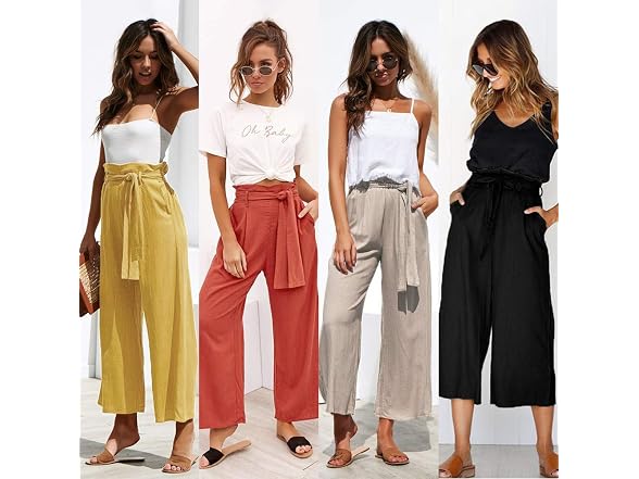 Ecowish Women (L) Palazzo Polka Dot Wide Leg Pants