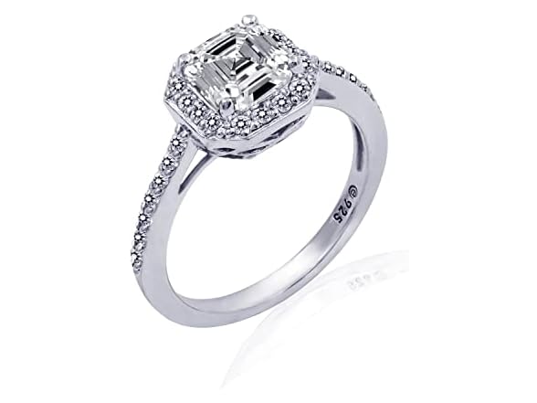 Sterling Silver Halo Ring Size 8