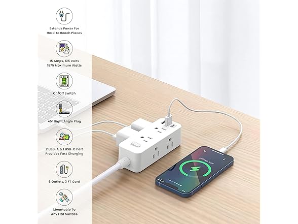 Go Green Power Inc. 6-Outlet Power Strip