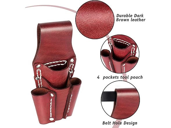 NKTM Leather Tool Pouch, 4 Pockets