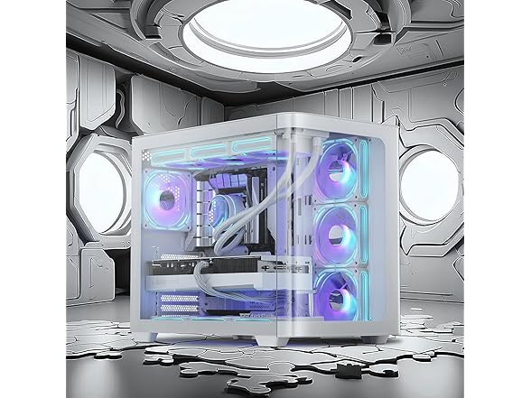 darkFlash ATX Mid-Tower PC Case, White