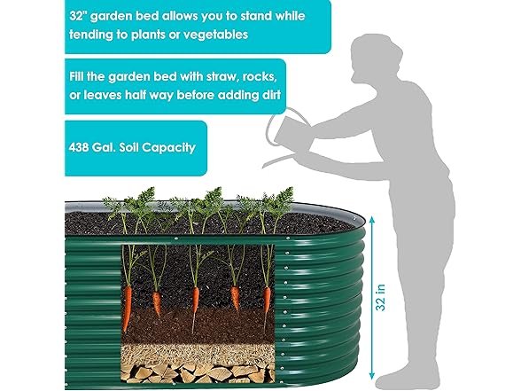 Sunnydaze 62.5-Inch Oval Raised Garden Bed