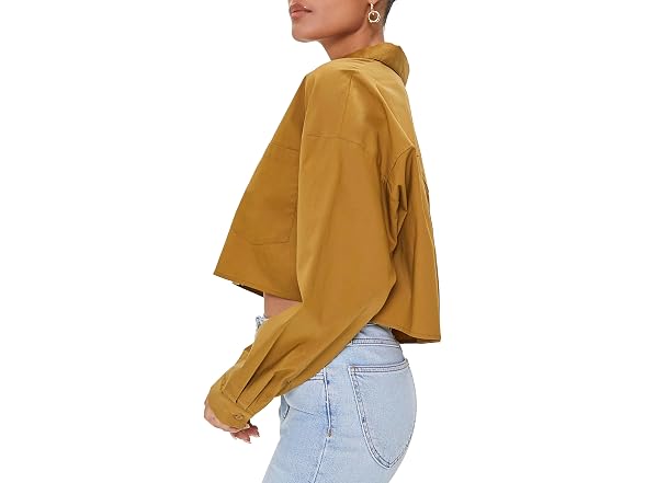 Forever 21 (M) Cropped Poplin Cigar Shirt