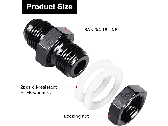 VehiMata 8AN Fuel Cell Bulkhead Fitting