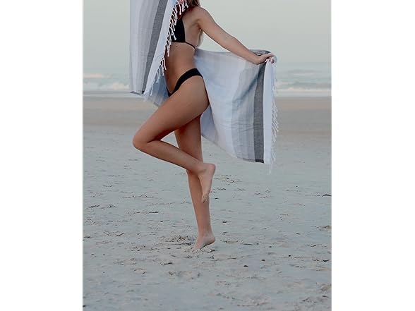 Teema Large Turkish Beach Towel- Grey