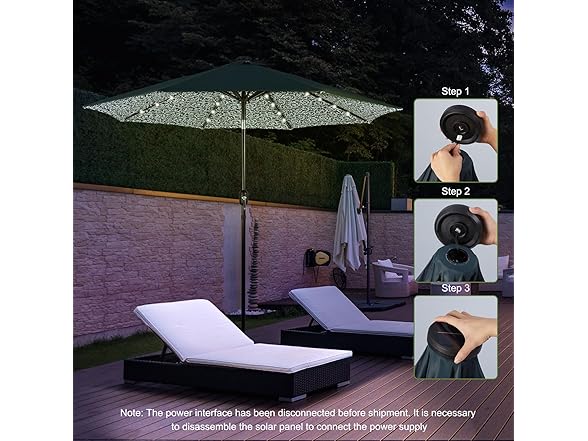 Backyard Expressions 9FT Solar Patio Umbrella