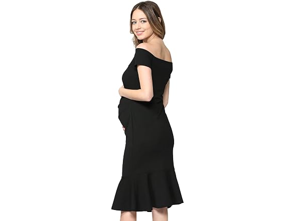 LaClef Women (XL) Off Shoulder Maternity Hem Dress