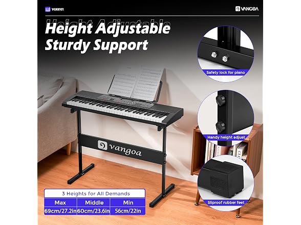 VANGOA Black Electric Keyboard Piano
