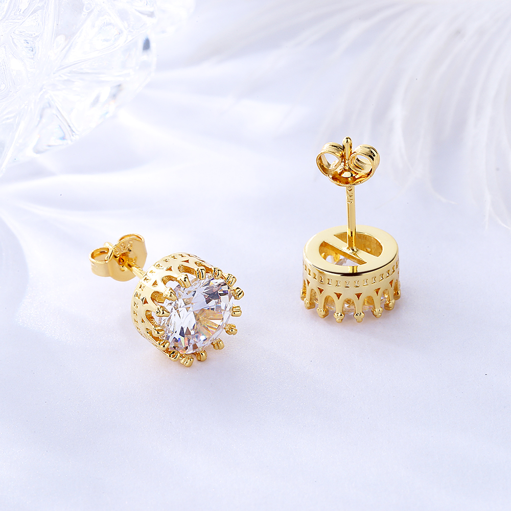 925 Sterling Silver Crown Studs - Gallery 8
