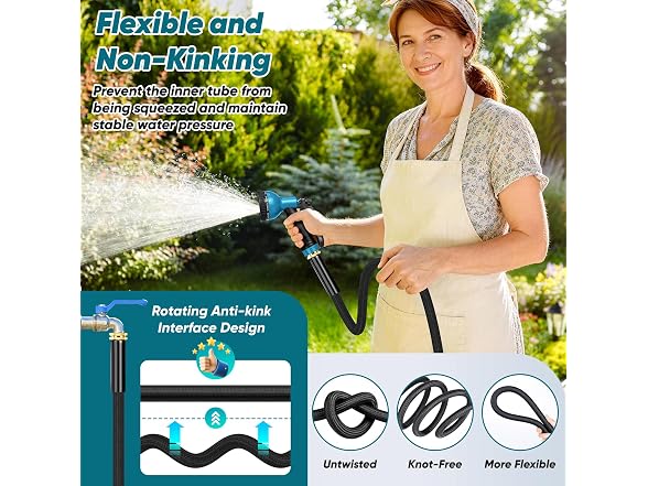 BAZOLOTA Garden Hose 100FT Non-Expanding