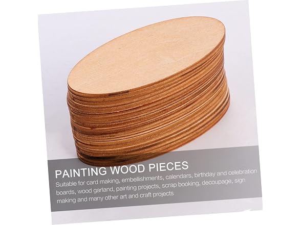 EXCEART 240 Pcs Oval Wood Trim DIY Crafts