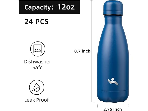 Konokyo 24 Pack 12 oz Insulated Stainless Steel Water Bottle