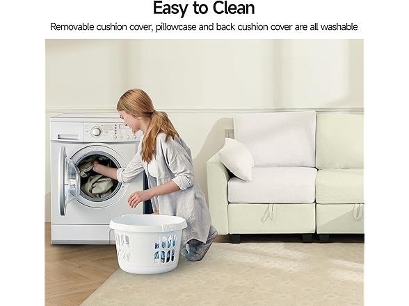 Winlice Convertible Ottoman Sectional Sofa Couch, Linen Fabr (Open Box)