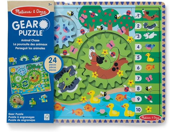Melissa & Doug Animal Chase Spinning Gear Puzzle