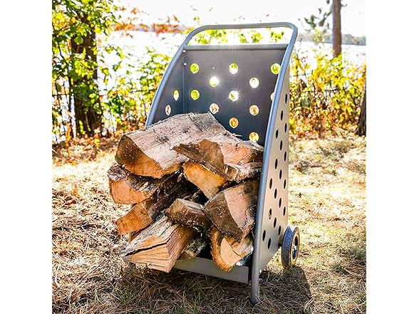 Sunnydaze 34"H Steel Log Cart w/ Wheels