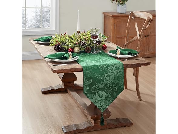 Threadmade Poinsettia Holiday Table Runner