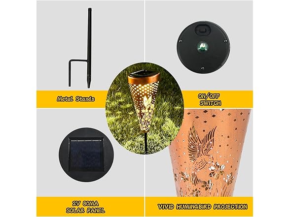 DIBIEECN 6 Pack Hummingbird Solar Lights
