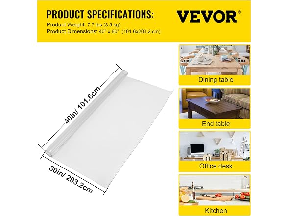 VEVOR Plastic Table Cover 40 x 80 Inch