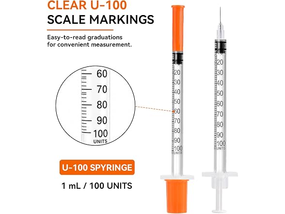 Bekullm 1ml/cc Syringes, 100 Pack U-100 31G 5/16"