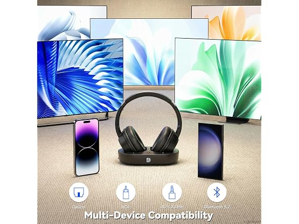 Dytole Wireless TV Headphones 65H Dock