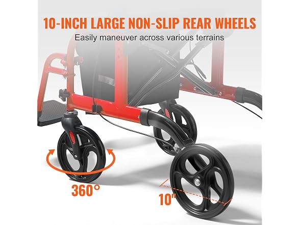 VEVOR 2 in 1 Rollator Walker and Wheelchair 300 Lbs