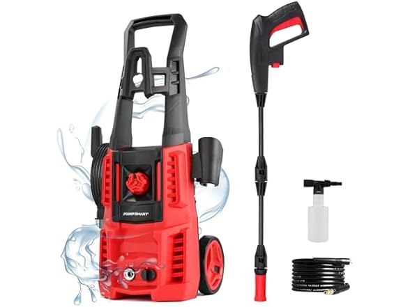 Electric Pressure Washer, 1850 PSI Max,1.0 GPM, 5" Wheels, 18M Cord