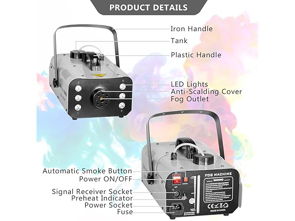 XWSTGEQ 900 Watt with LED Lights Fog Machine