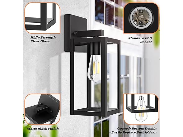 Outdoor Wall Lights 2-Pack -Choose Color