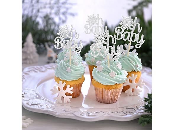 Gyufise Snowflake Oh Baby Cupcake Topper