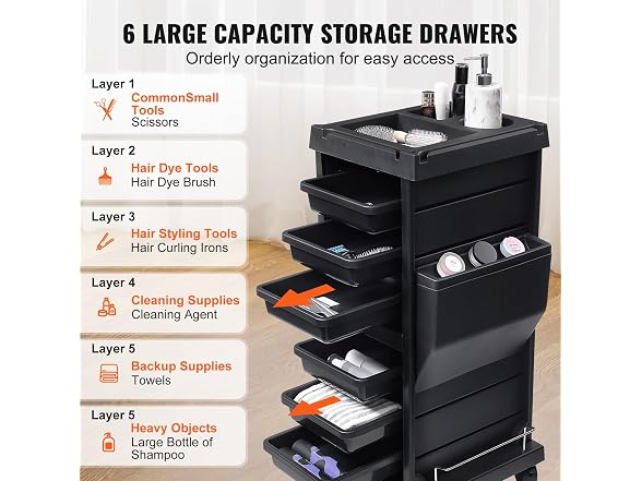 VEVOR Ultimate Salon Trolley Cart