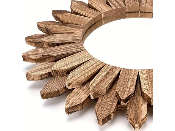 Flower-Shaped Wooden Frame Wall Mirror