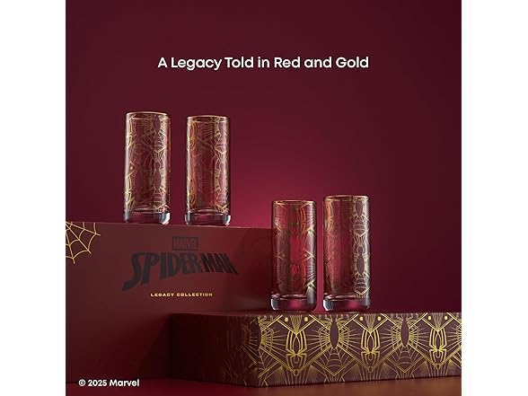 JoyJolt Marvel Spider-Man Legacy Tall Drinking Glasses, 13oz 