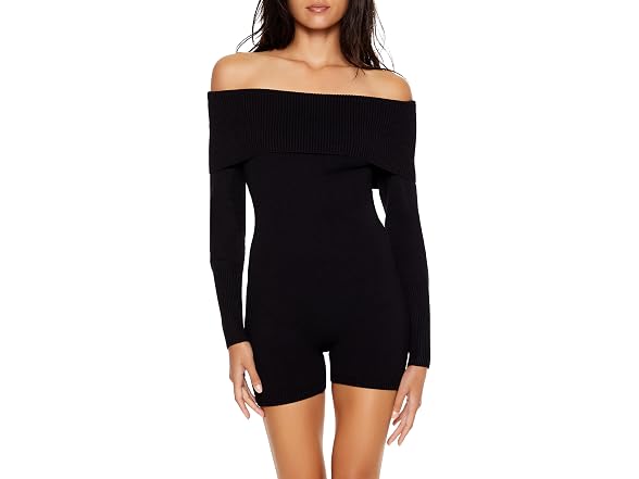 Forever 21 Women (S) Sweater-Knit Romper Black