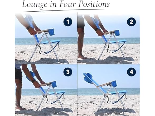 CARIBBEAN JOE  Beach Chair, 4 Position (Red)