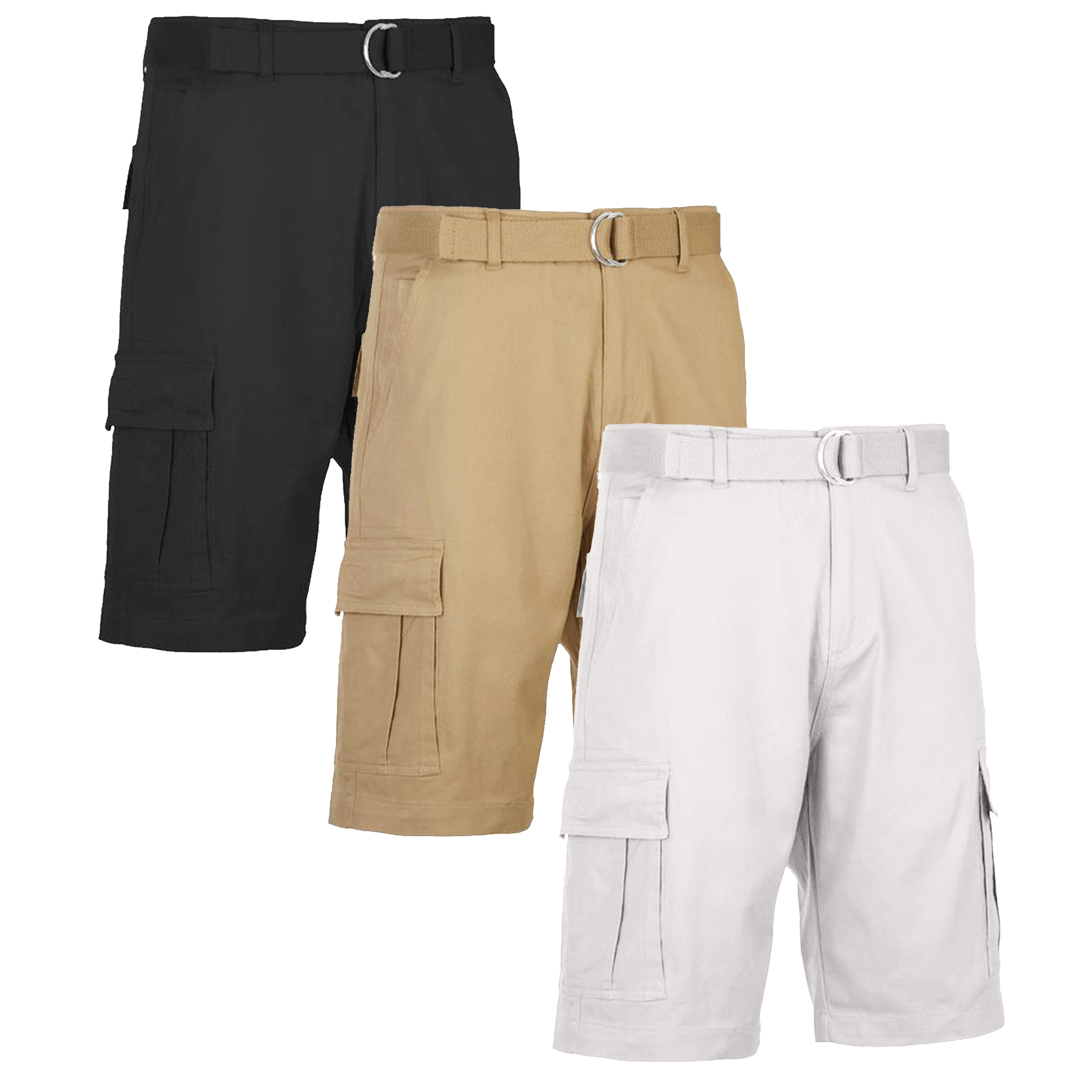 3Pk Mens Cotton Stretch Cargo Shorts (30-42) - Gallery 22