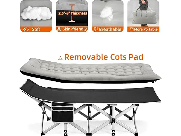Fragess Portable Camping Cot 28" Wide