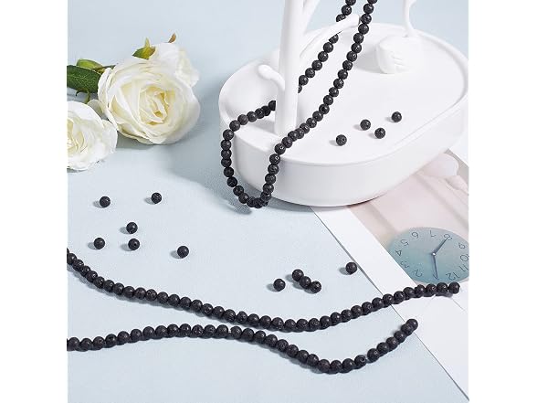 PH PandaHall 1320pcs (20 Strands) 6mm Natural Lava Beads