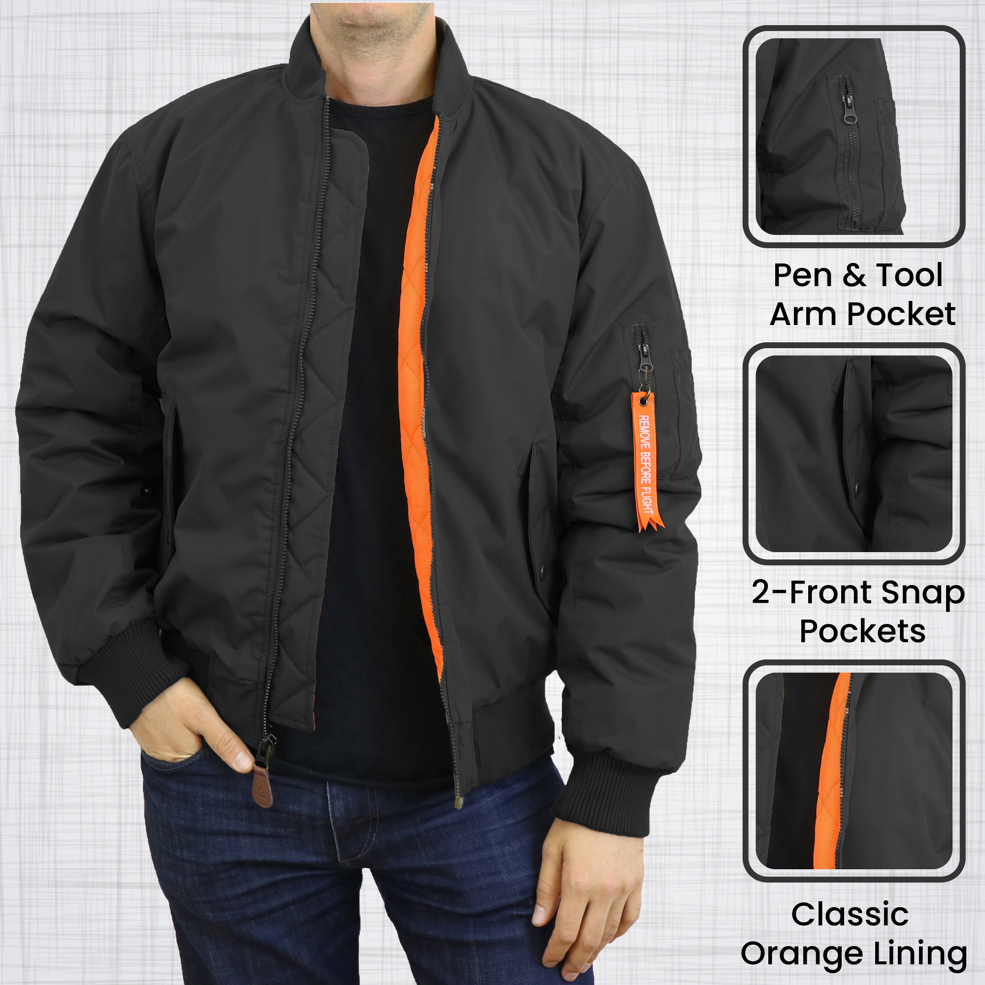 Mens Heavyweight Flight Bomber Jacket - Gallery 24