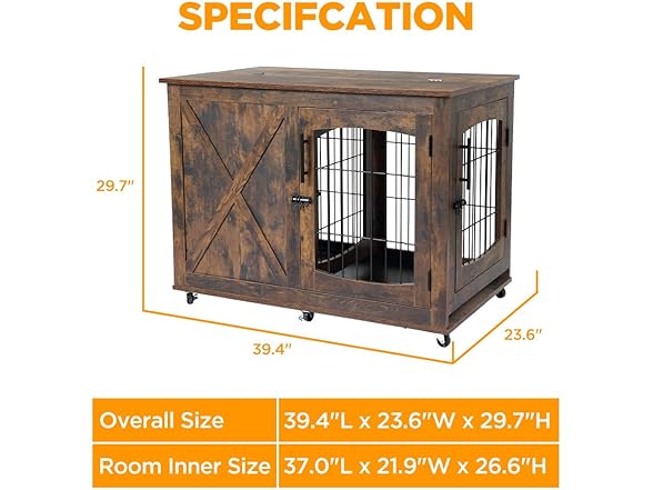 Knowfunn 39" Dog Crate End Table