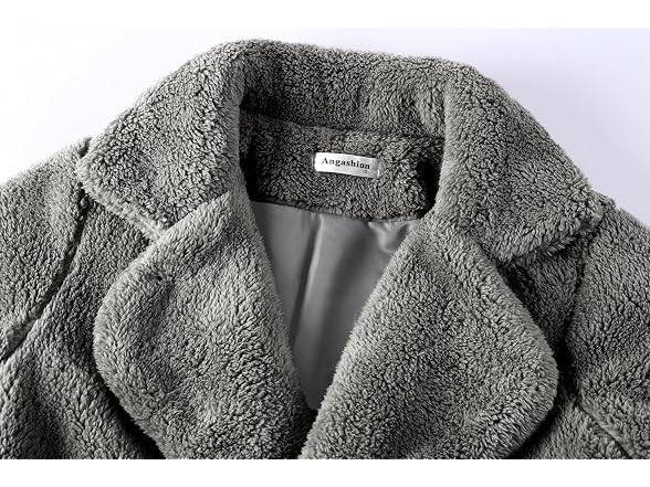 Angashion Women's (M) Women's Fuzzy Fleece Lapel O